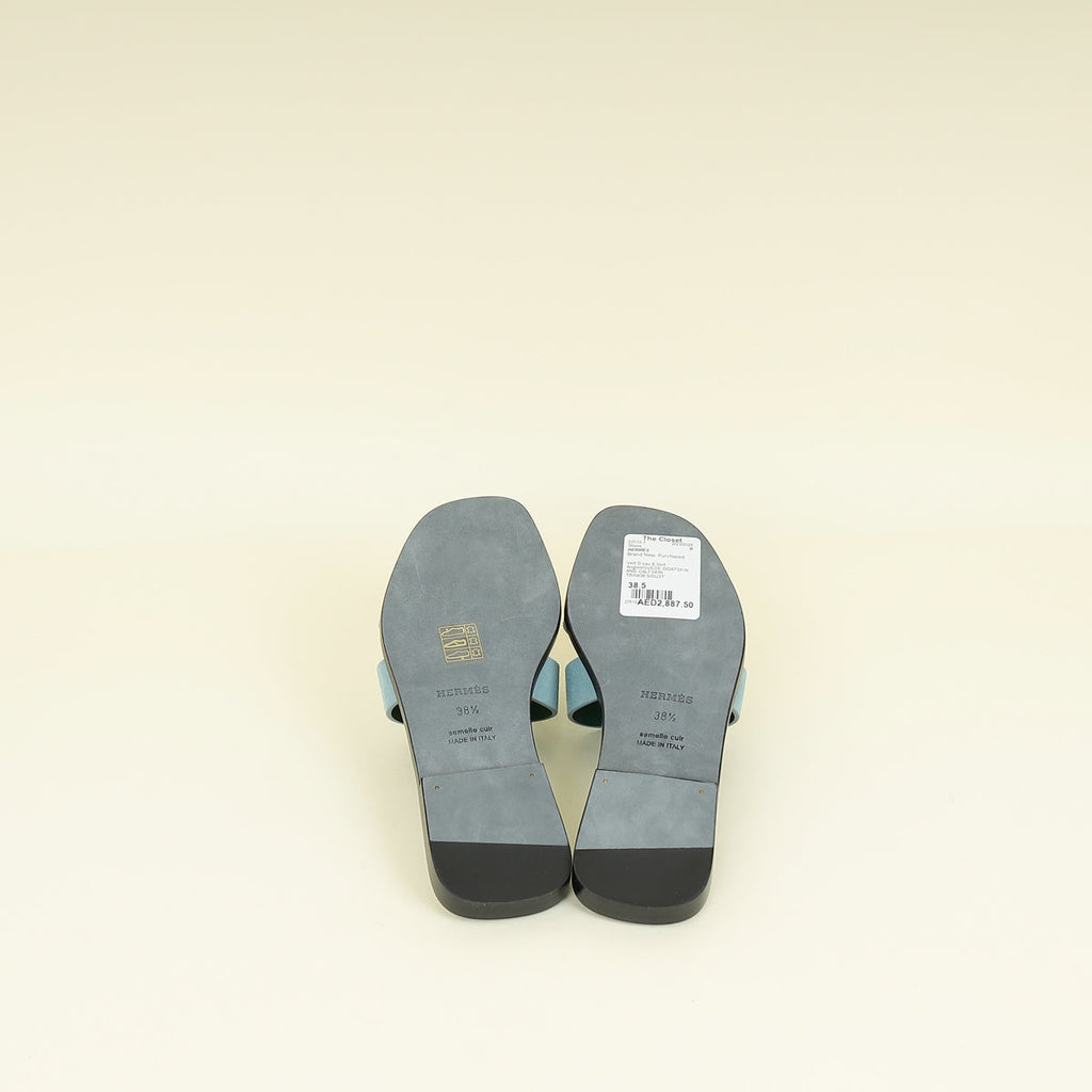 Hermes Bicolor Oran Suede Goatskin Sandal 38.5