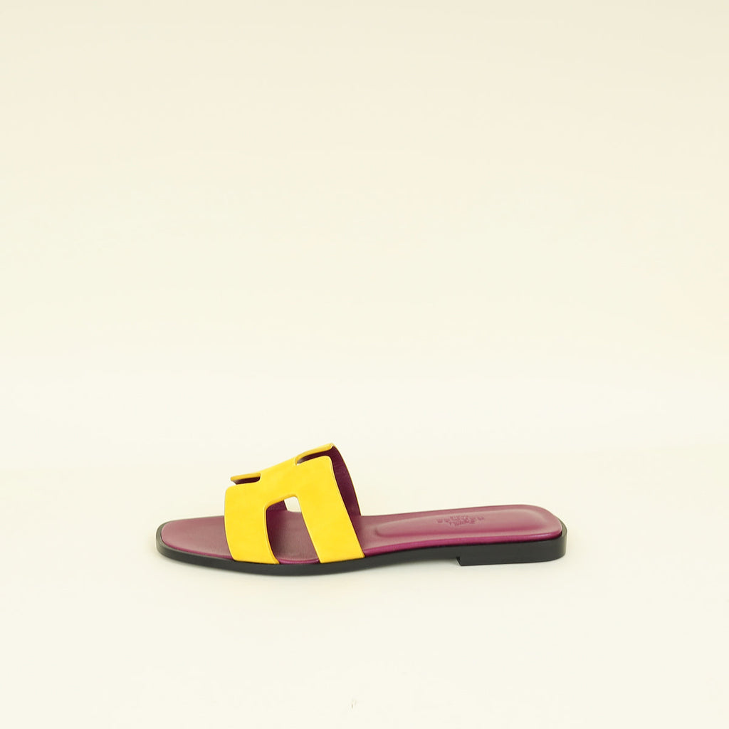 Hermes Bicolor Oran Suede Goatskin Sandal 38.5