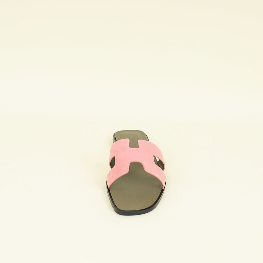 Hermes Rose Du Desert Oran Suede Goatskin Sandal 38.5