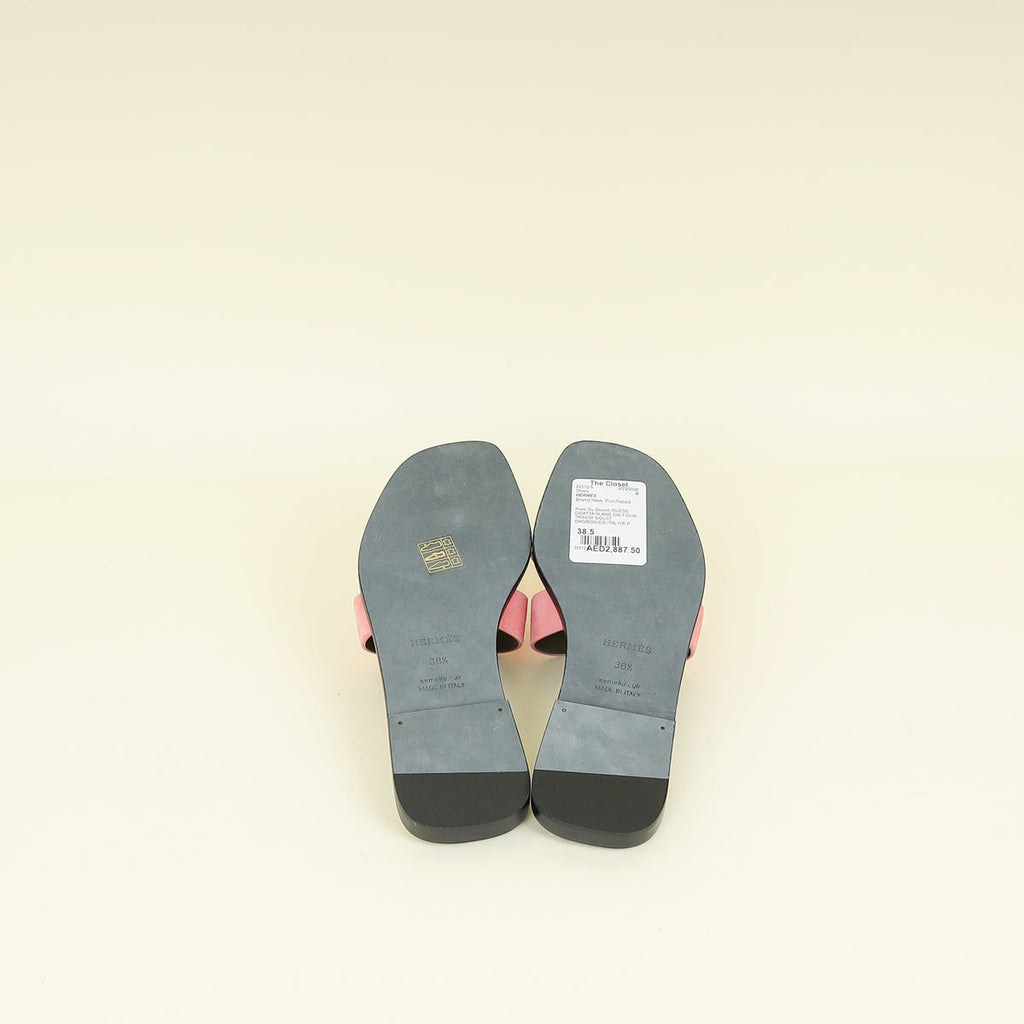 Hermes Rose Du Desert Oran Suede Goatskin Sandal 38.5