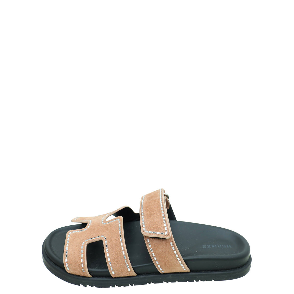Hermes Rose Perle Suede Crystal Embellished Chypre Sandal 38.5