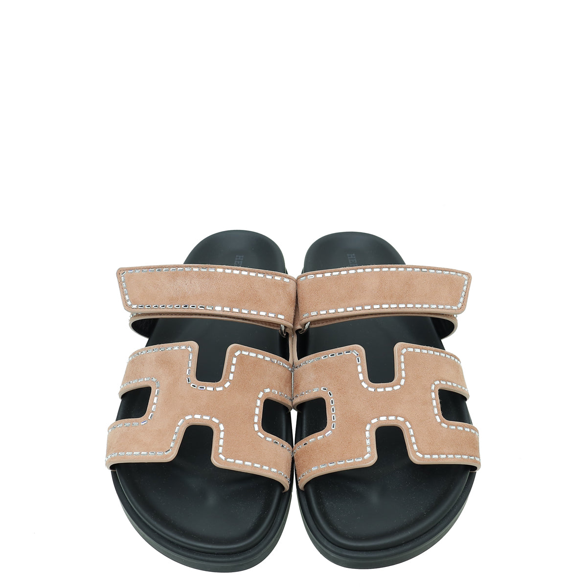 Hermes Rose Perle Suede Crystal Embellished Chypre Sandal 38.5
