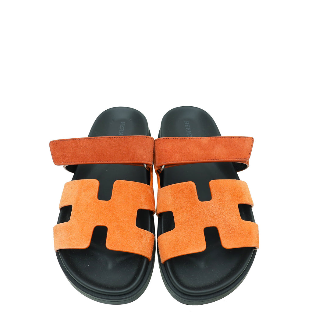 Hermes Bicolor Suede Chypre Sandal 38.5