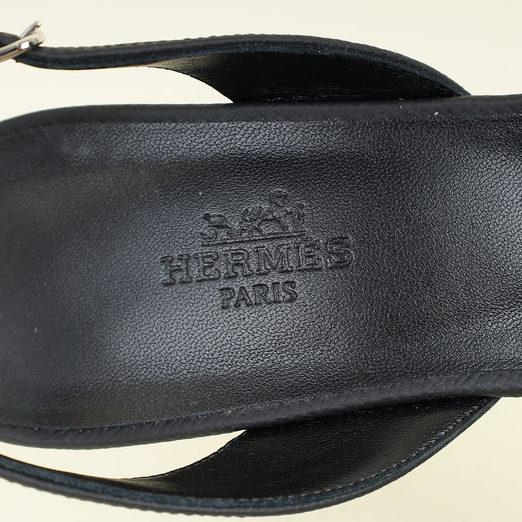 Hermes Noir Eternite 80 Sandal 38