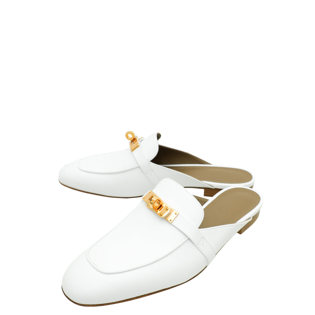 Hermes Blanc OZ Mules 38
