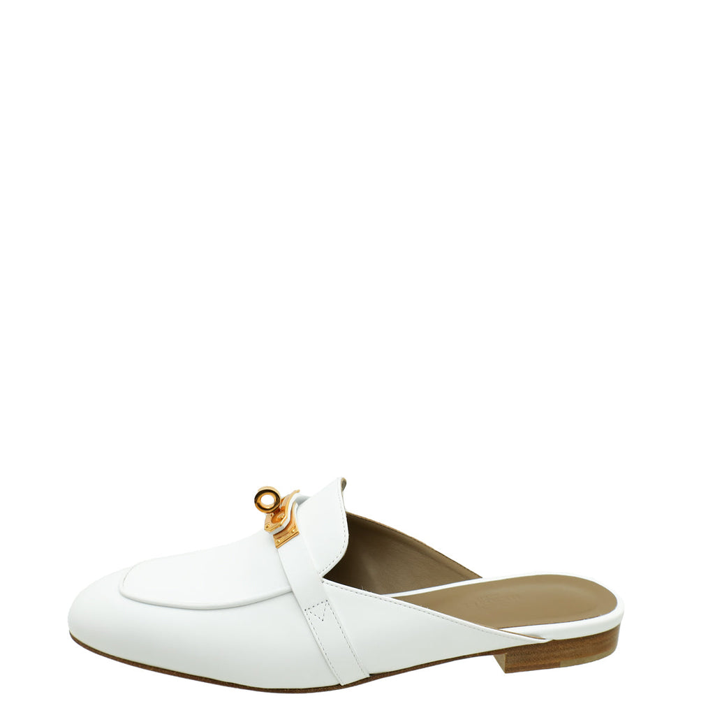 Hermes Blanc OZ Mules 38