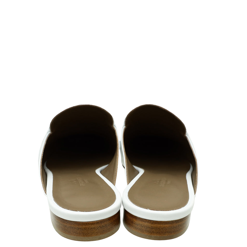 Hermes Blanc OZ Mules 38