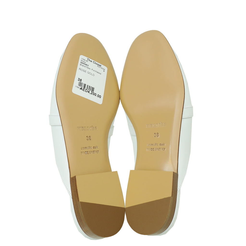 Hermes Blanc OZ Mules 38
