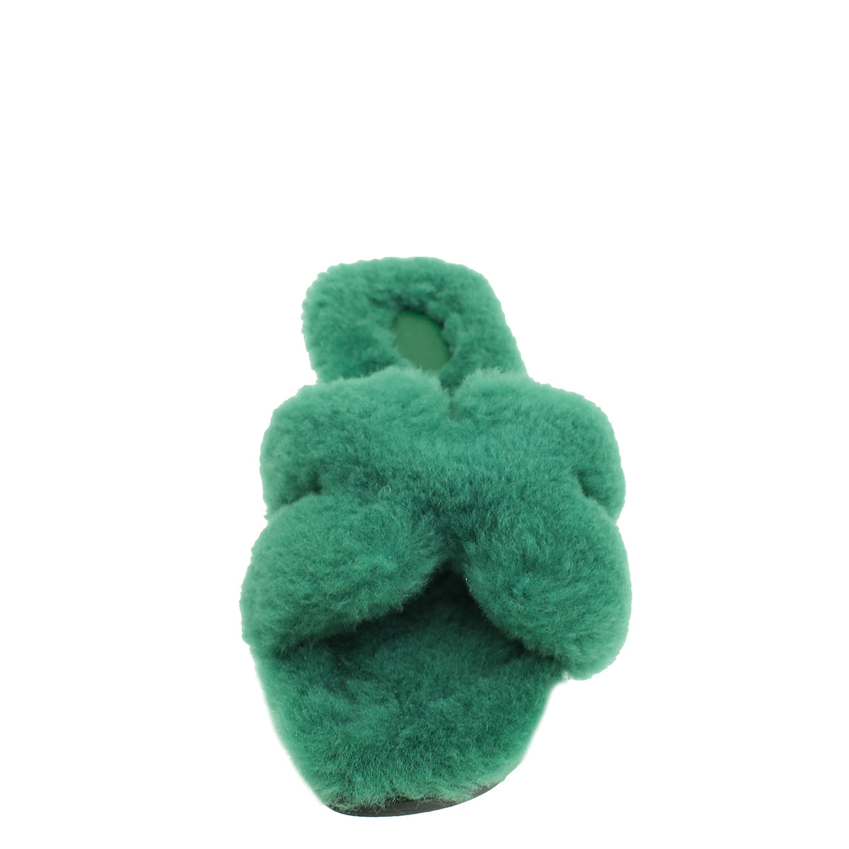 Hermes Vert Anglais Oran Shearling Sandal 38