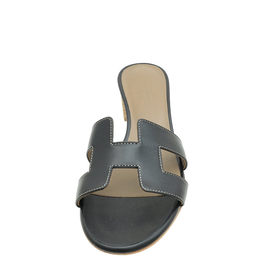 Hermes Noir Oasis Sandal 38