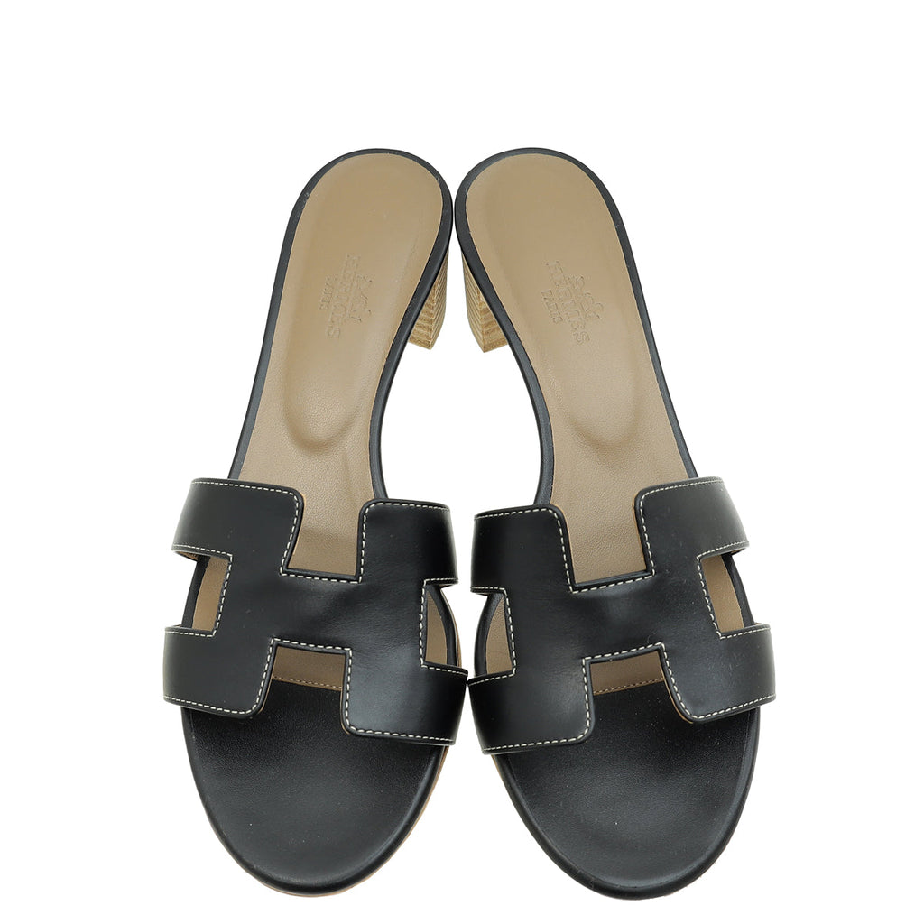 Hermes Noir Oasis Sandal 38