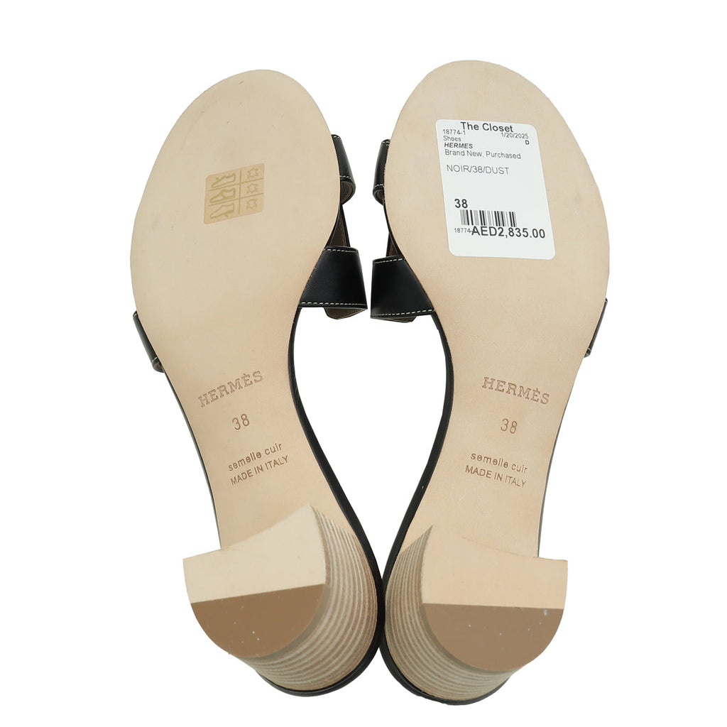 Hermes Noir Oasis Sandal 38