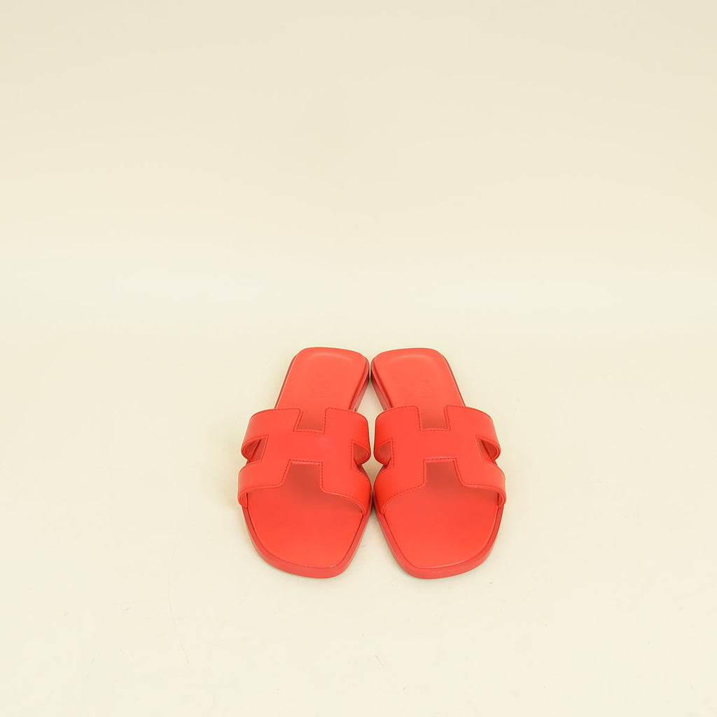 Hermes Orange Capucine Oran Sandal 38