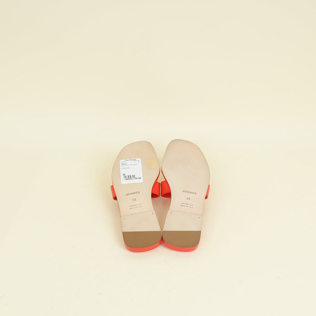 Hermes Orange Capucine Oran Sandal 38