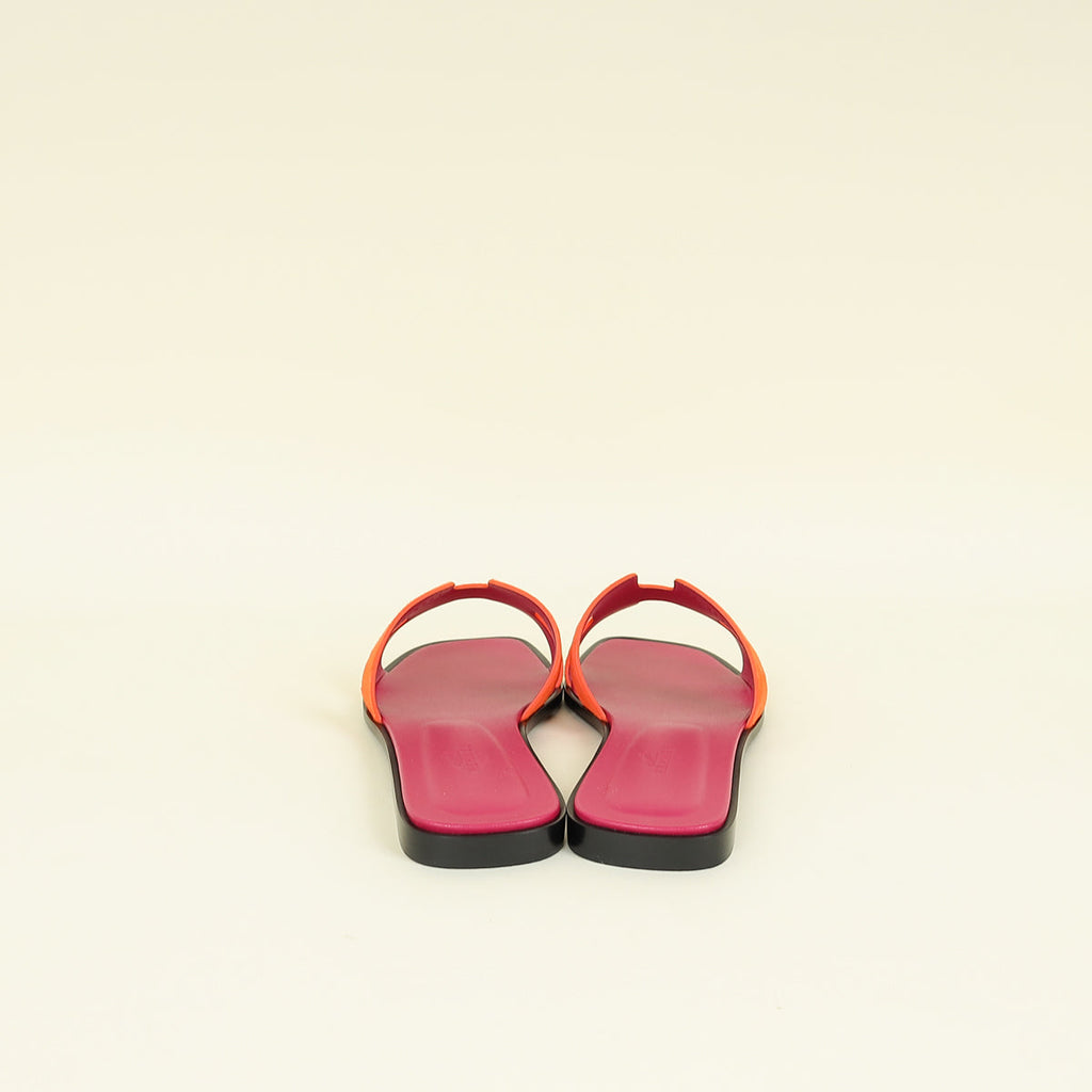 Hermes Orange Synthetique Oran Suede Goatskin Sandal 38