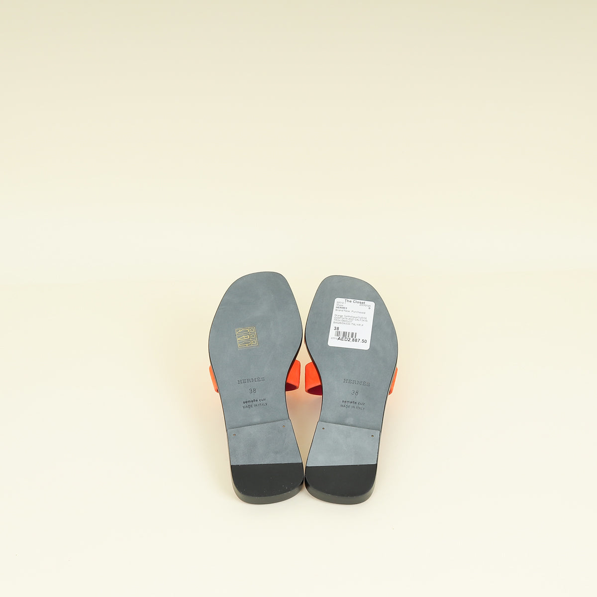 Hermes Orange Synthetique Oran Suede Goatskin Sandal 38