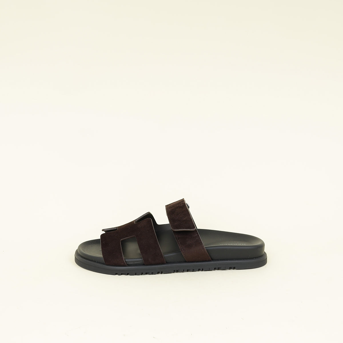 Hermes Maroon Ebene Suede Goatskin Chypre Sandal 38