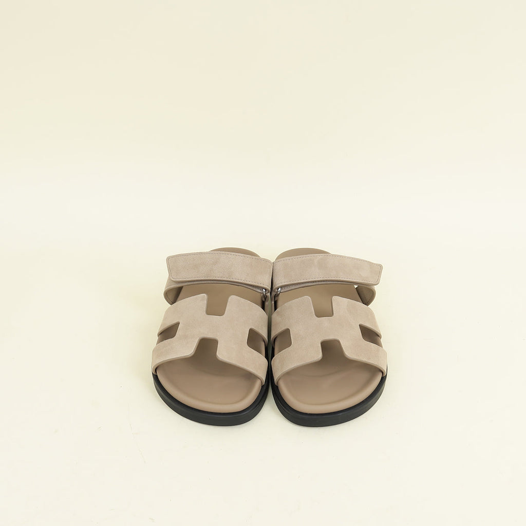 Hermes Beige Argile Chypre Suede Goatskin Sandal 38