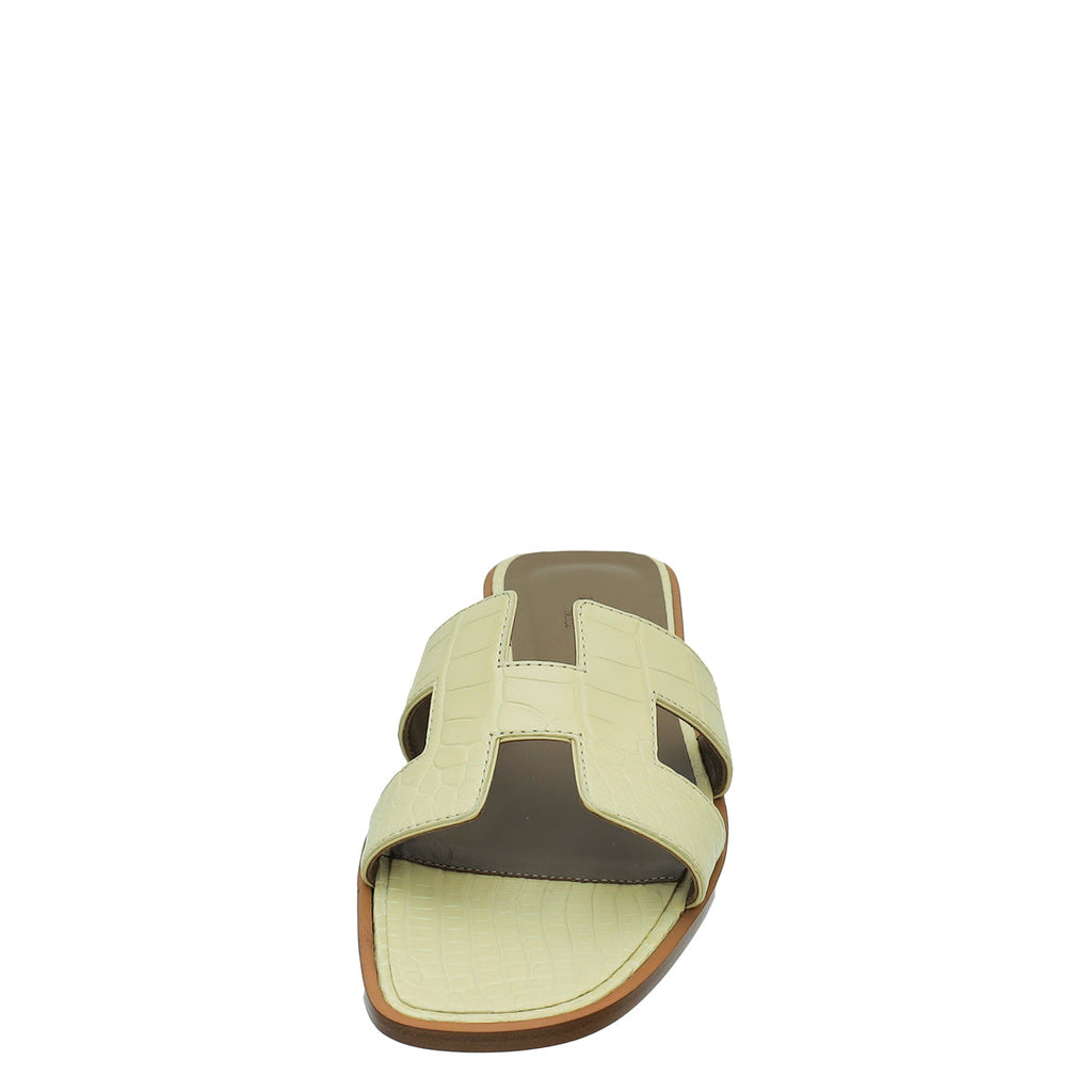 Hermes Vanille Matte Alligator Oran Sandal 38