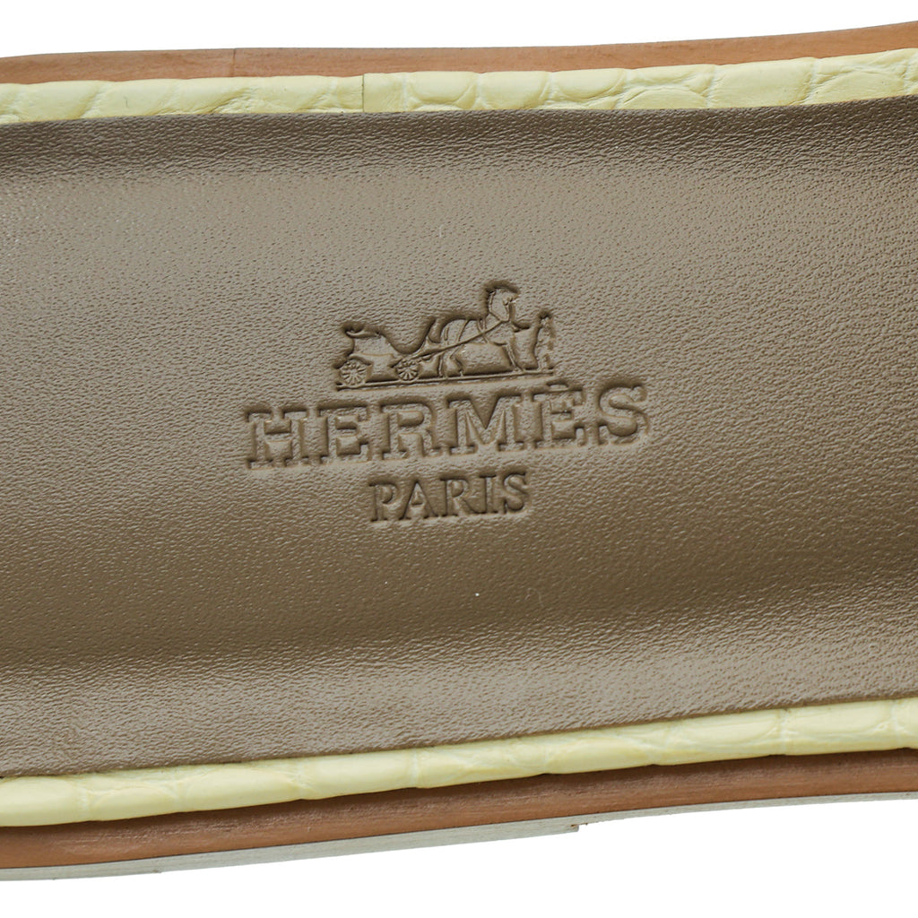 Hermes Vanille Matte Alligator Oran Sandal 38
