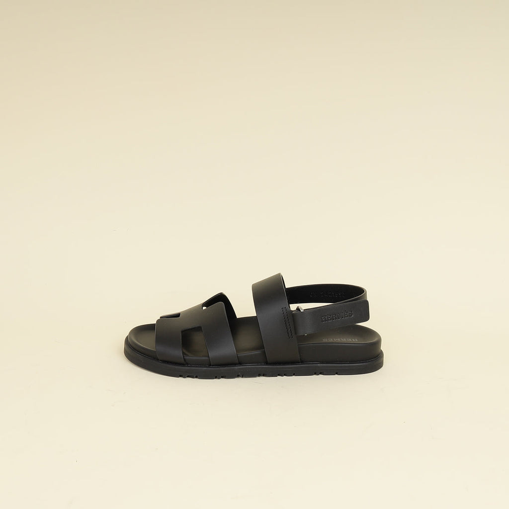 Hermes Black Genius Sandals 38