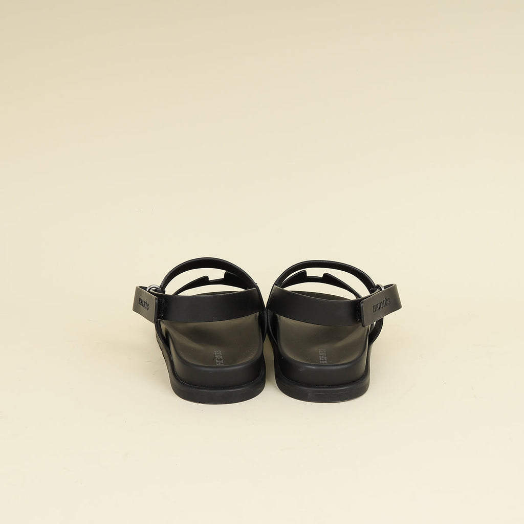 Hermes Black Genius Sandals 38