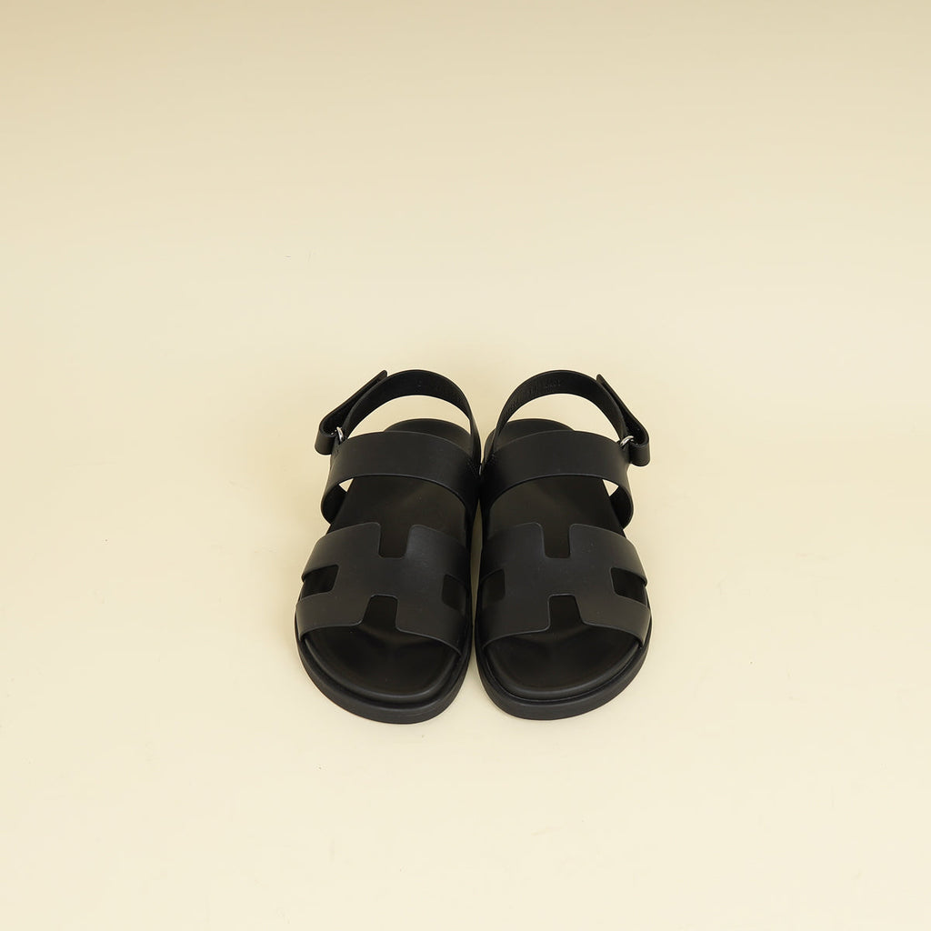 Hermes Black Genius Sandals 38