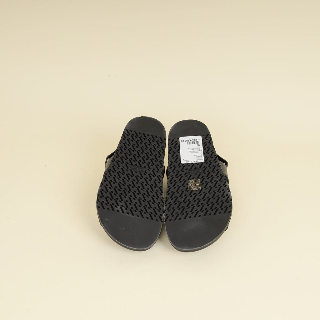 Hermes Black Genius Sandals 38