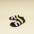 Hermes Bicolor Satin Crepe Chypre Sandals 38