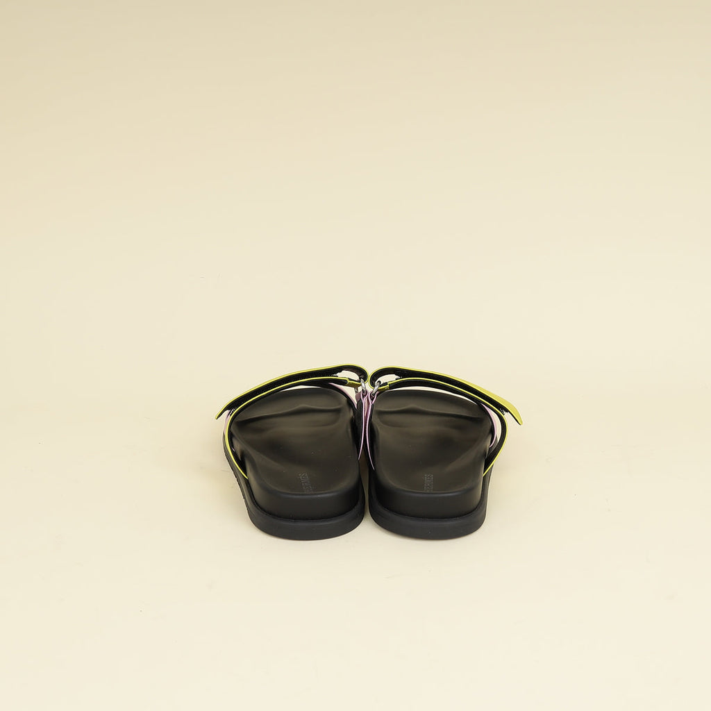 Hermes Bicolor Satin Crepe Chypre Sandals 38