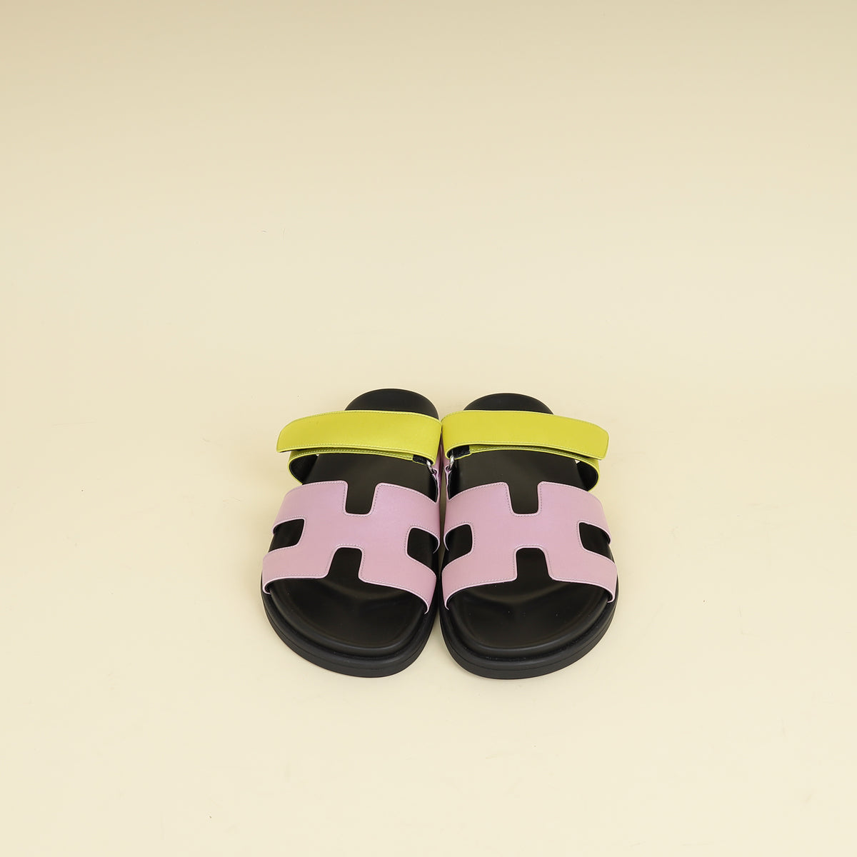 Hermes Bicolor Satin Crepe Chypre Sandals 38