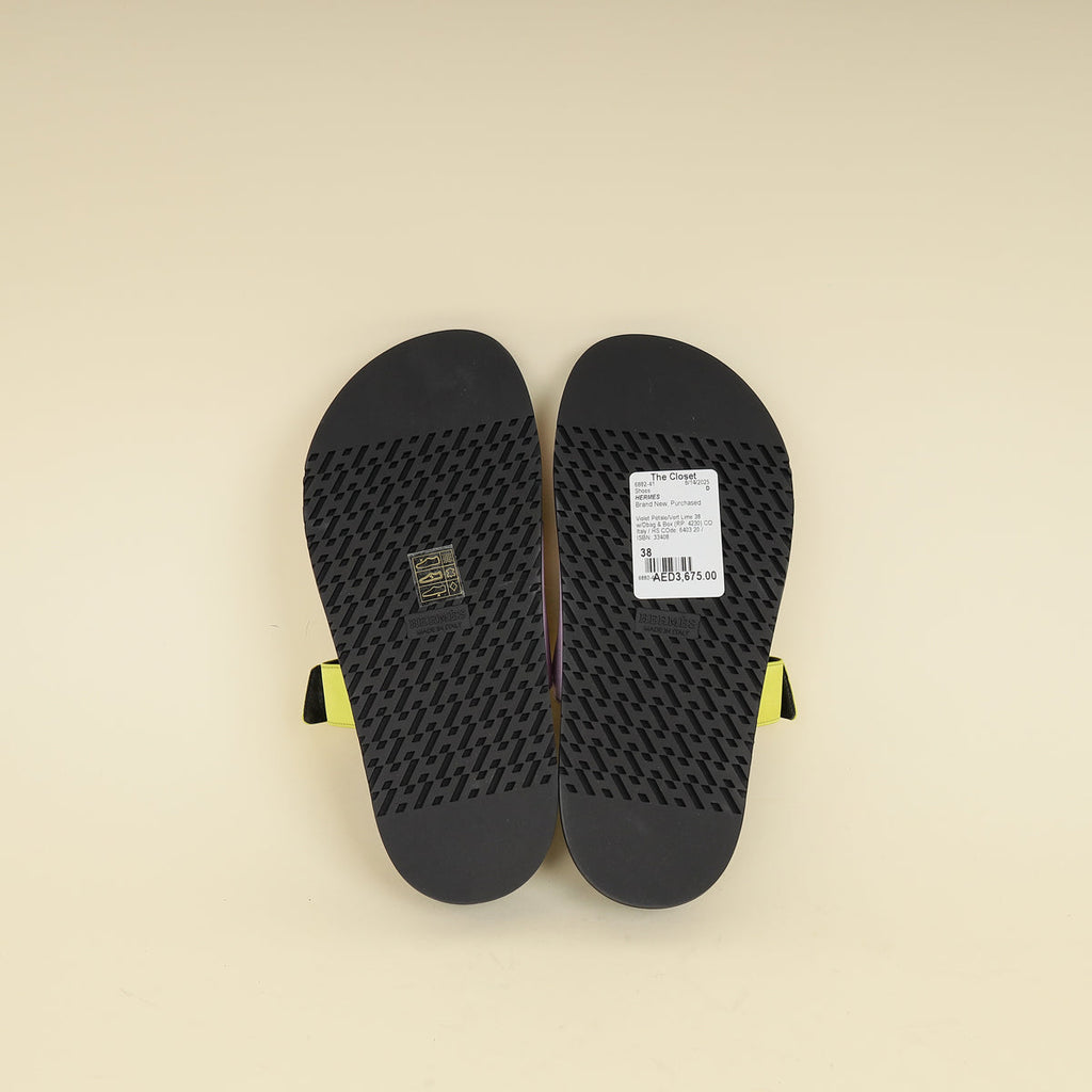 Hermes Bicolor Satin Crepe Chypre Sandals 38