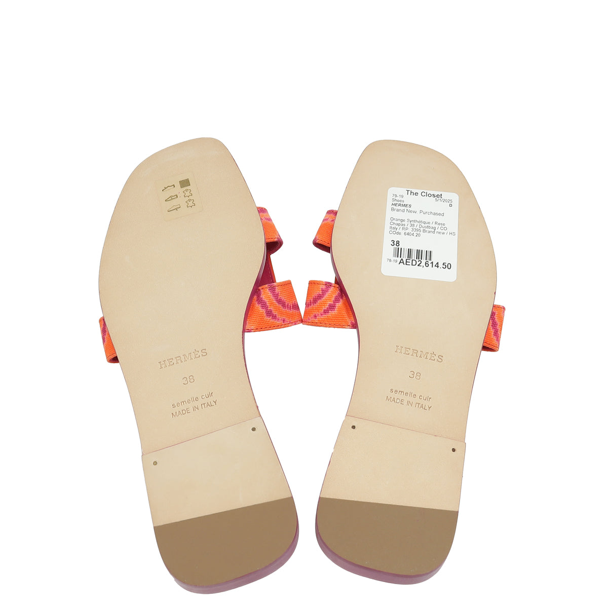 Hermes Bicolor Brides de Gala Oran Sandal 38