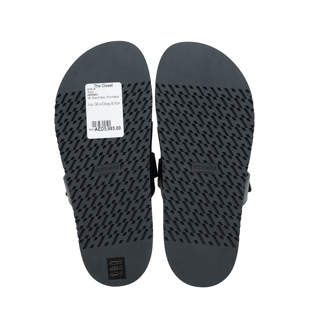 Hermes Noir Chypre Sandal 38
