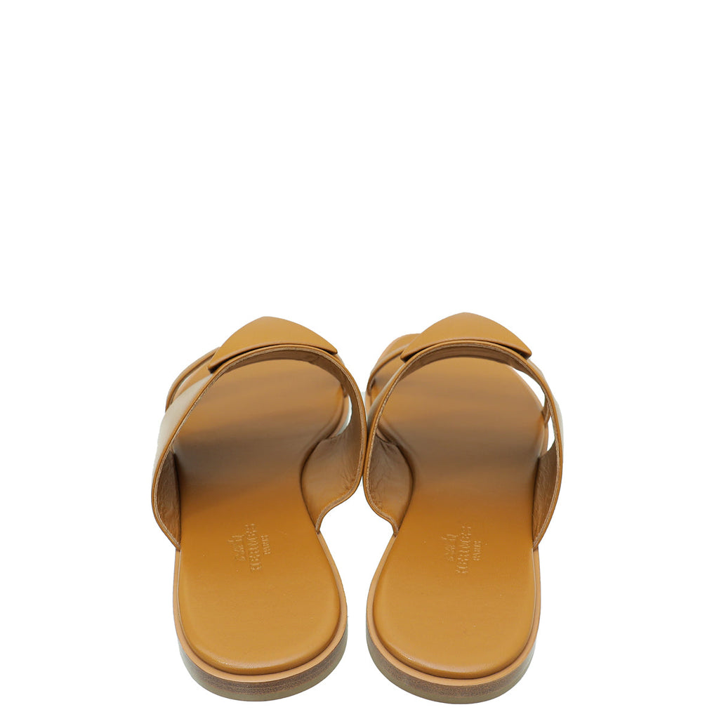 Hermes Beige Dore Caia Nappa Sandal 38