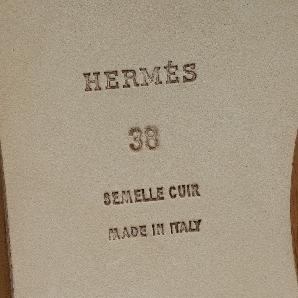 Hermes Beige Dore Caia Nappa Sandal 38