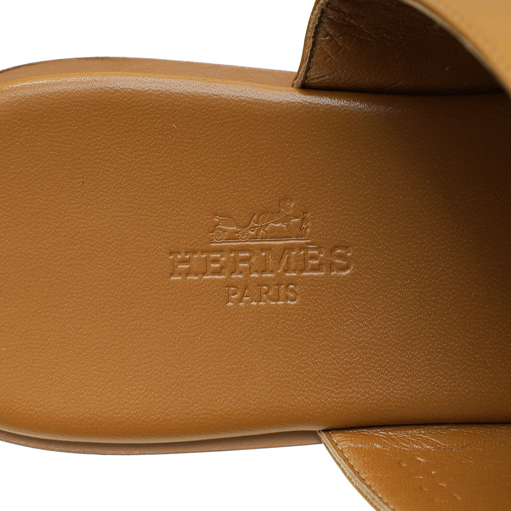 Hermes Beige Dore Caia Nappa Sandal 38