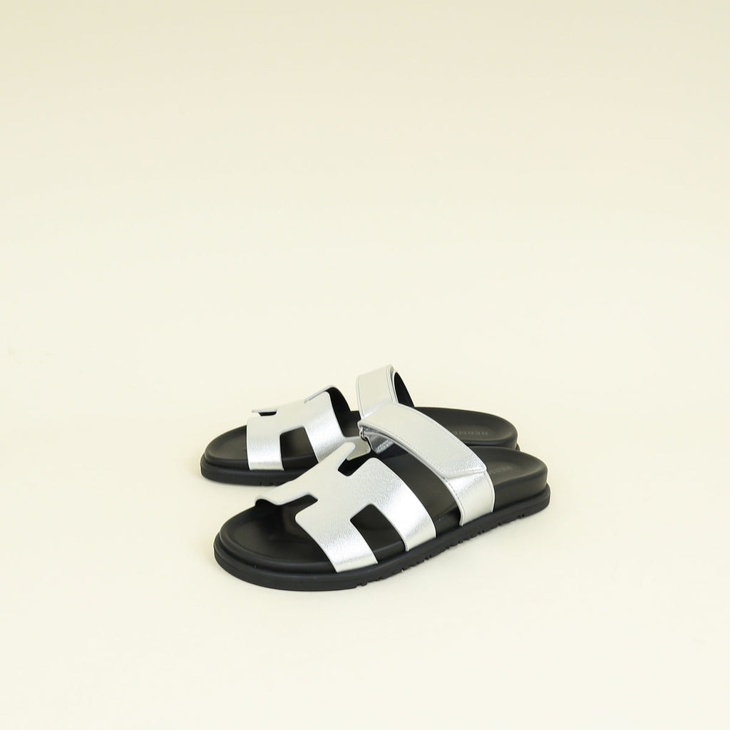 Hermes Gris Argente Chypre Sandal 38
