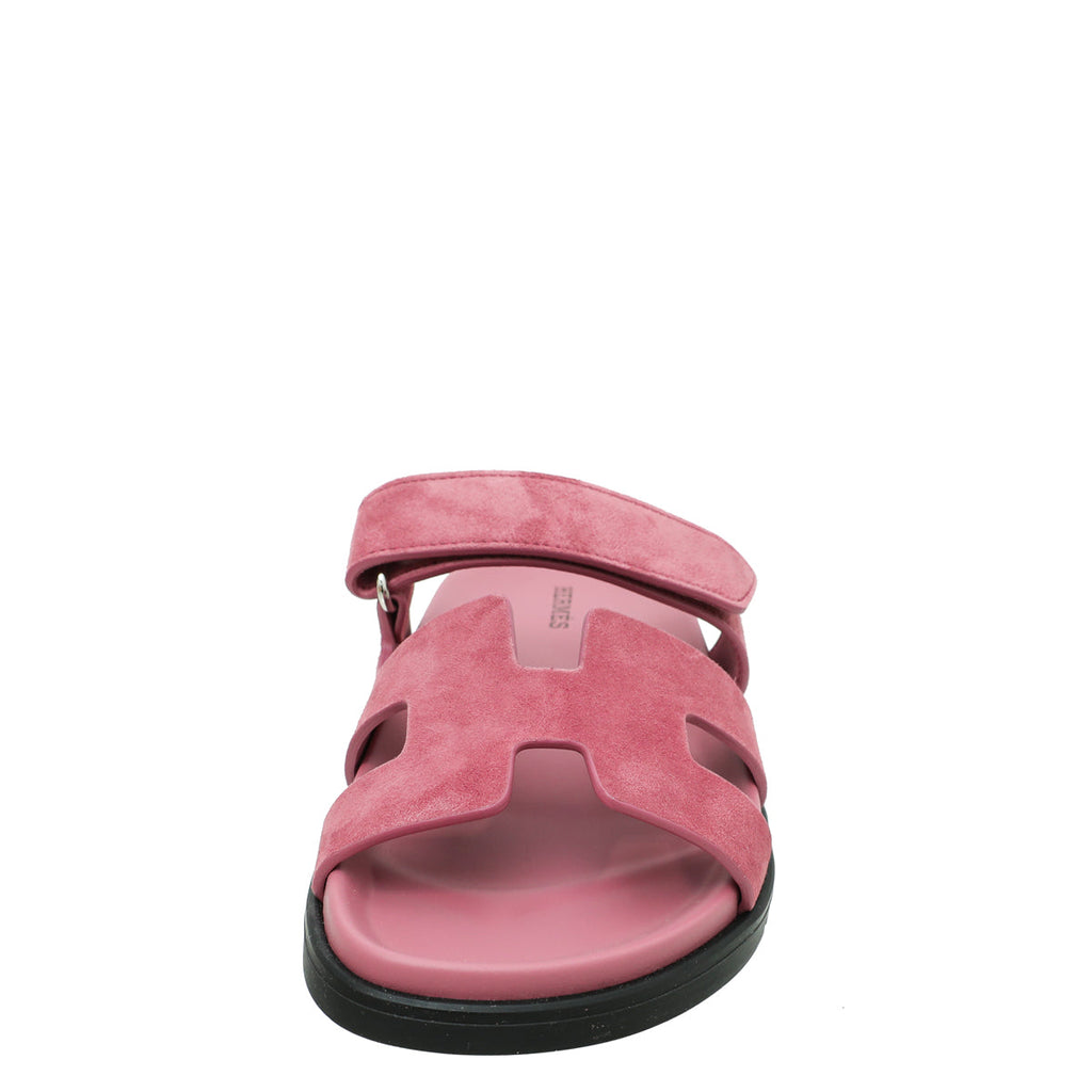 Hermes Rose Aphrodite Suede Chypre Sandals 38
