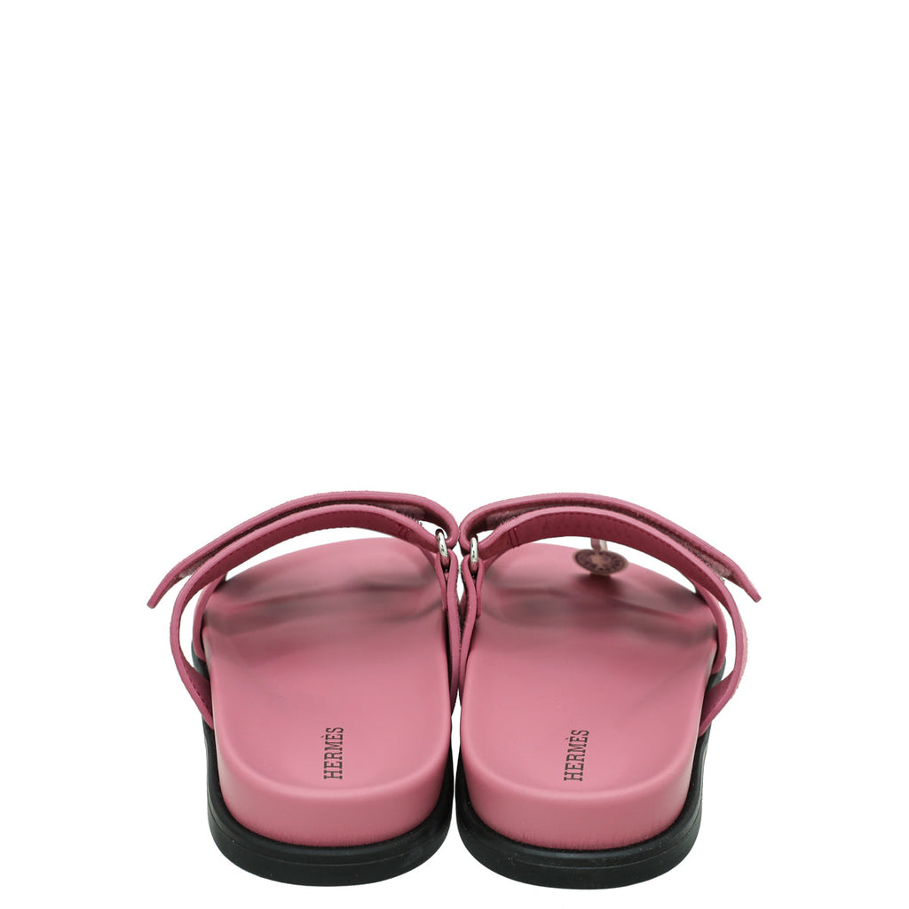 Hermes Rose Aphrodite Suede Chypre Sandals 38