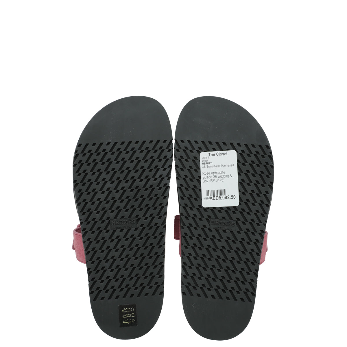 Hermes Rose Aphrodite Suede Chypre Sandals 38
