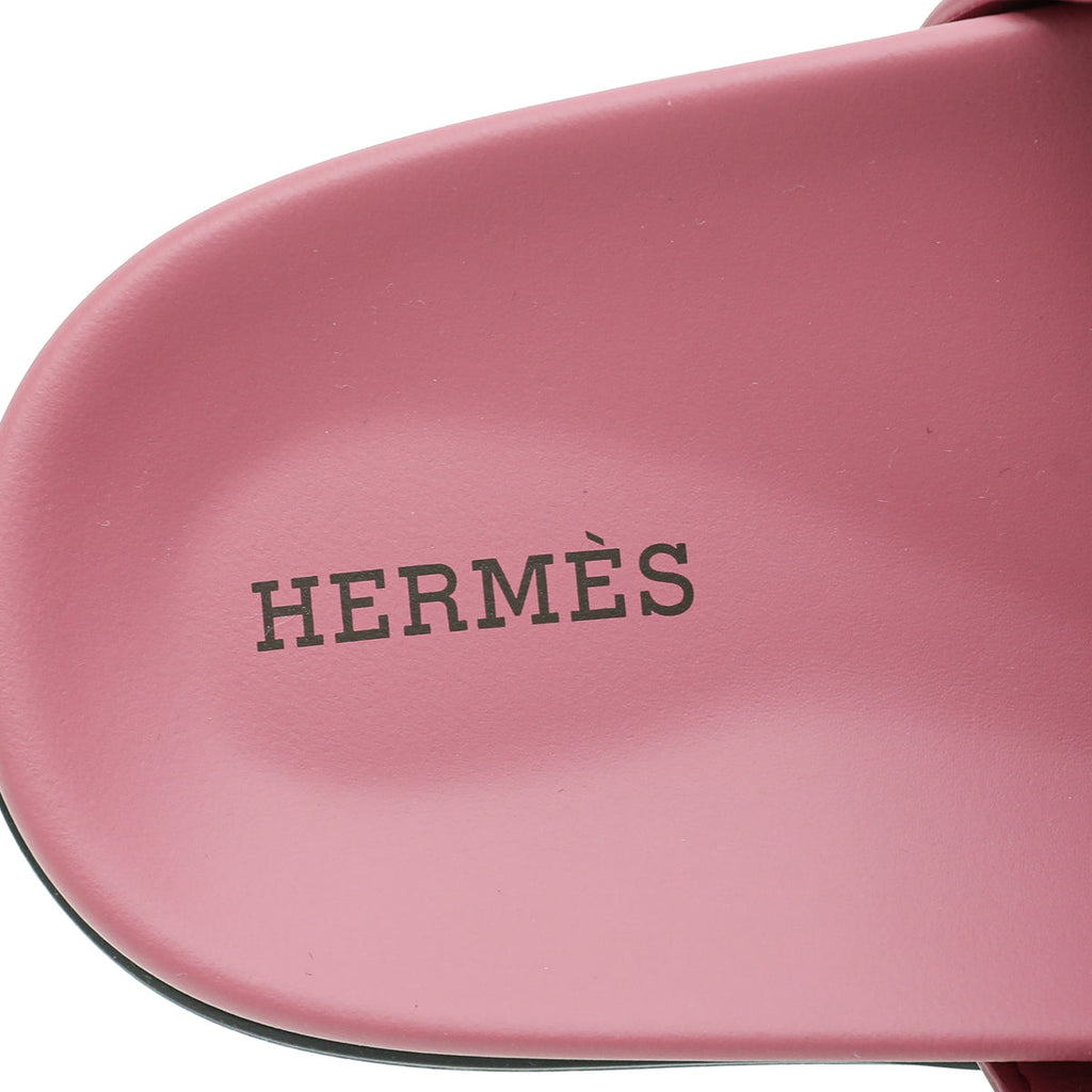 Hermes Rose Aphrodite Suede Chypre Sandals 38