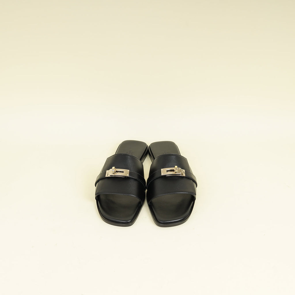 Hermes Noir Giulia Sandal 39.5