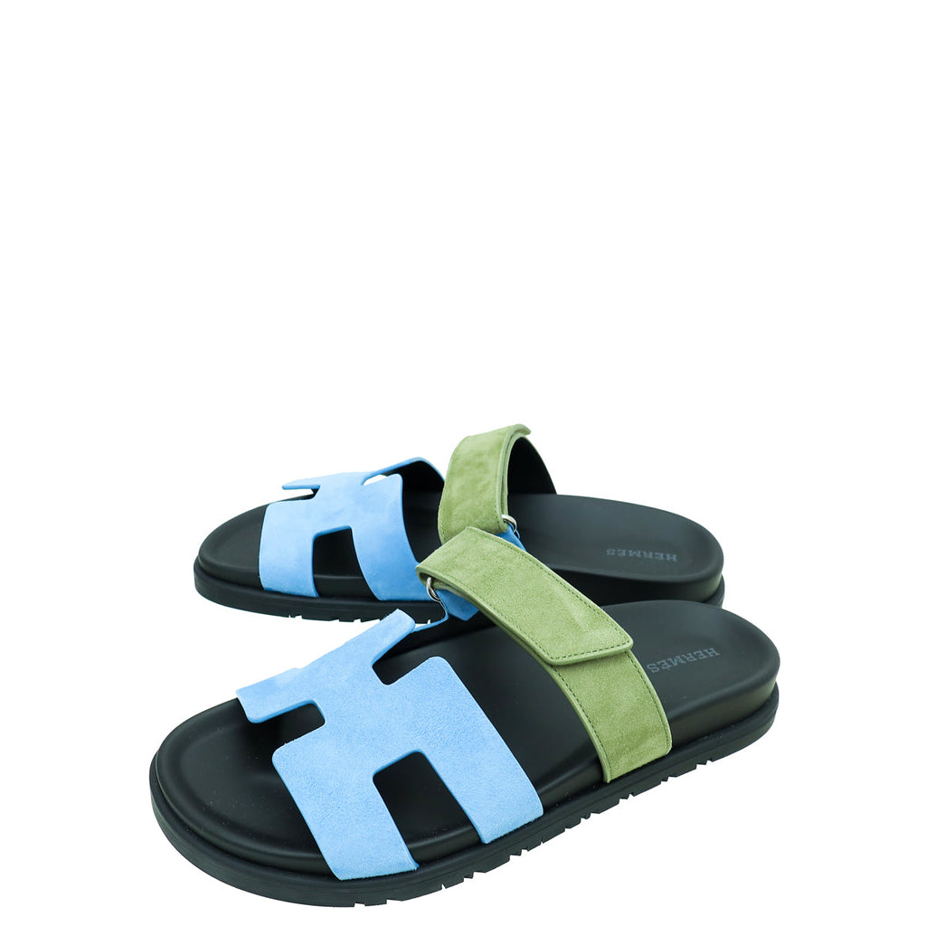 Hermes Bicolor Suede Goatskin Chypre Sandals 39.5