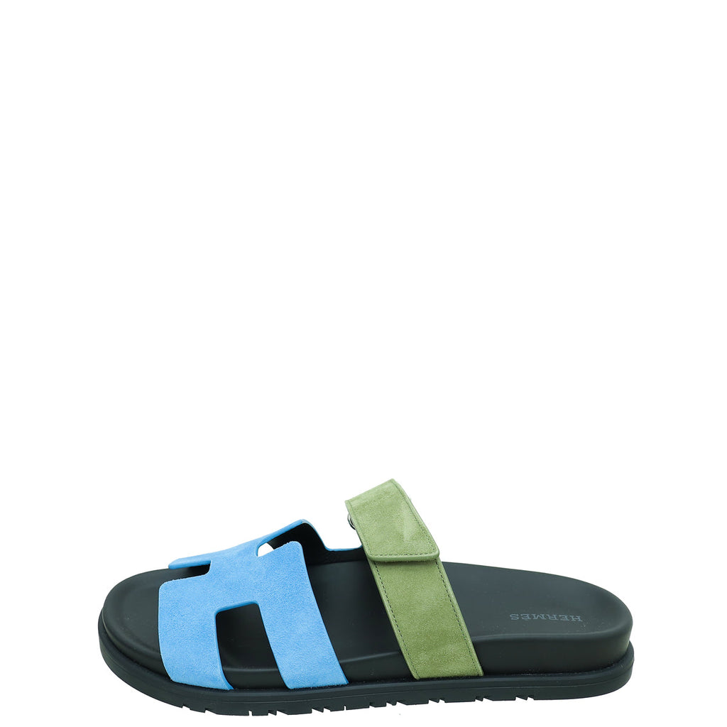 Hermes Bicolor Suede Goatskin Chypre Sandals 39.5