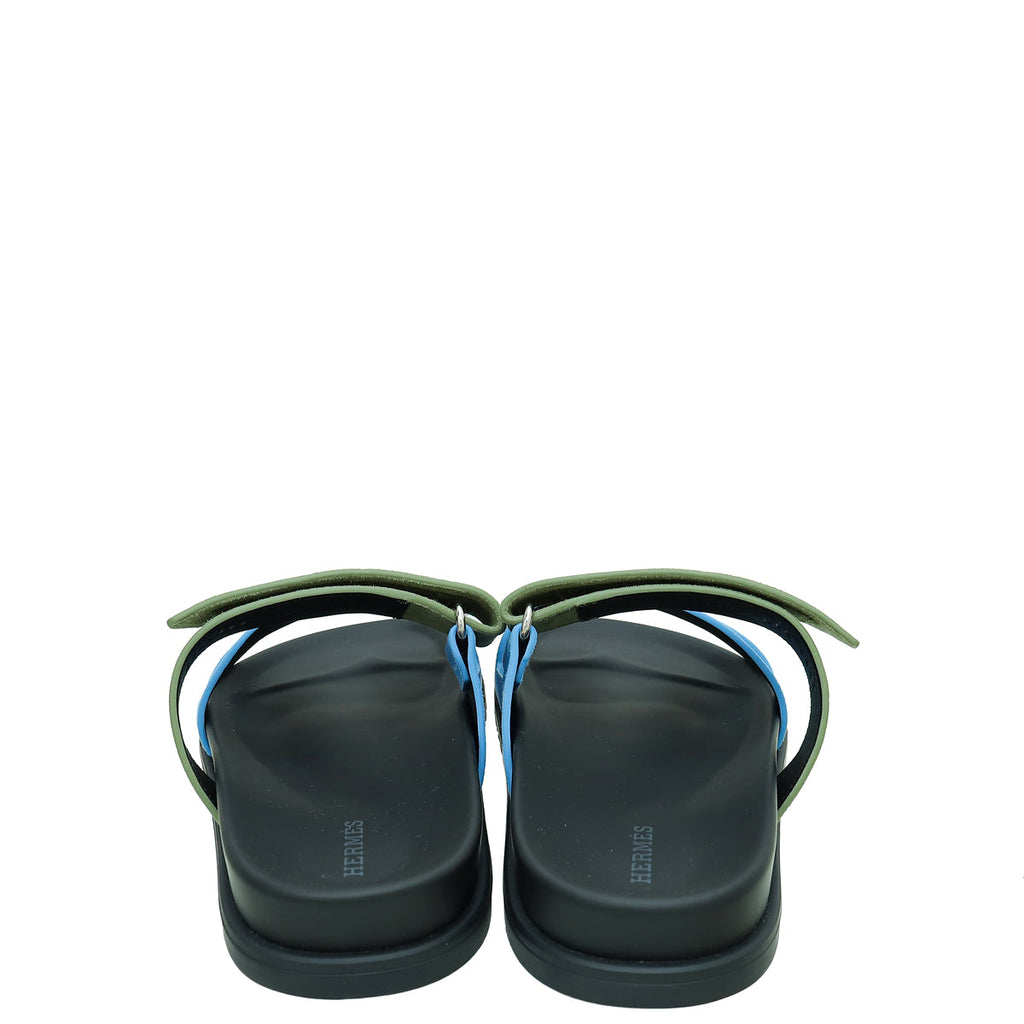Hermes Bicolor Suede Goatskin Chypre Sandals 39.5