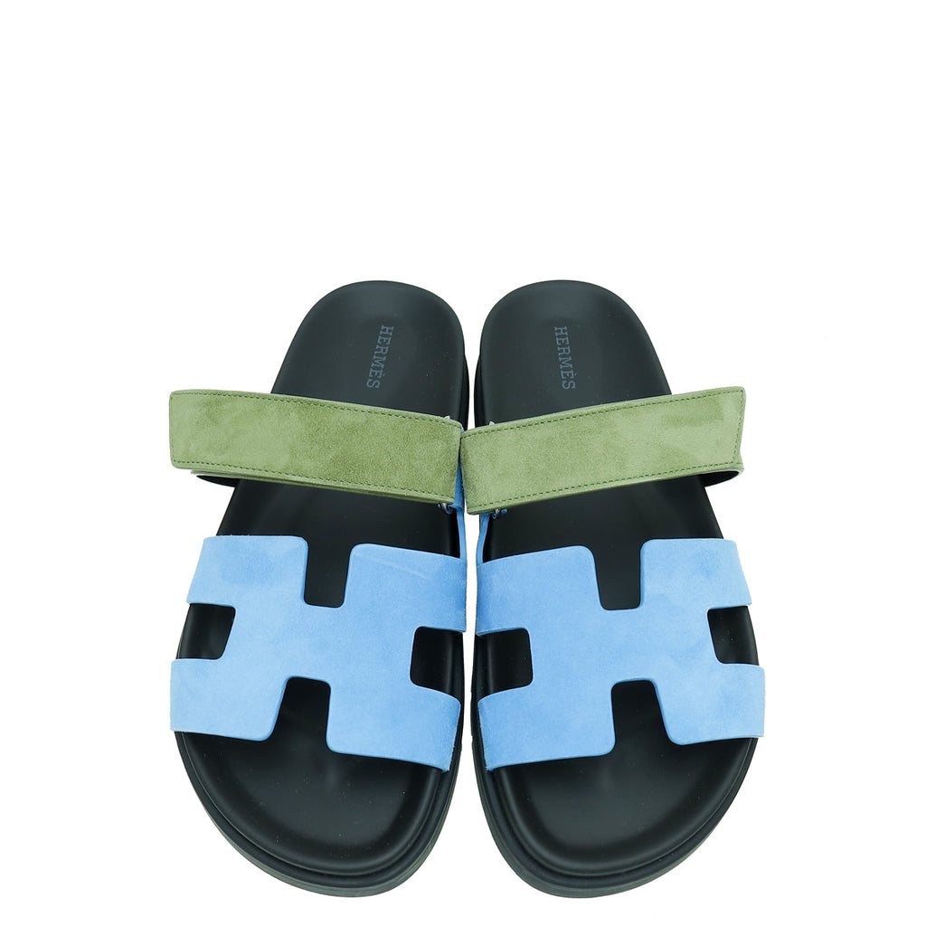 Hermes Bicolor Suede Goatskin Chypre Sandals 39.5