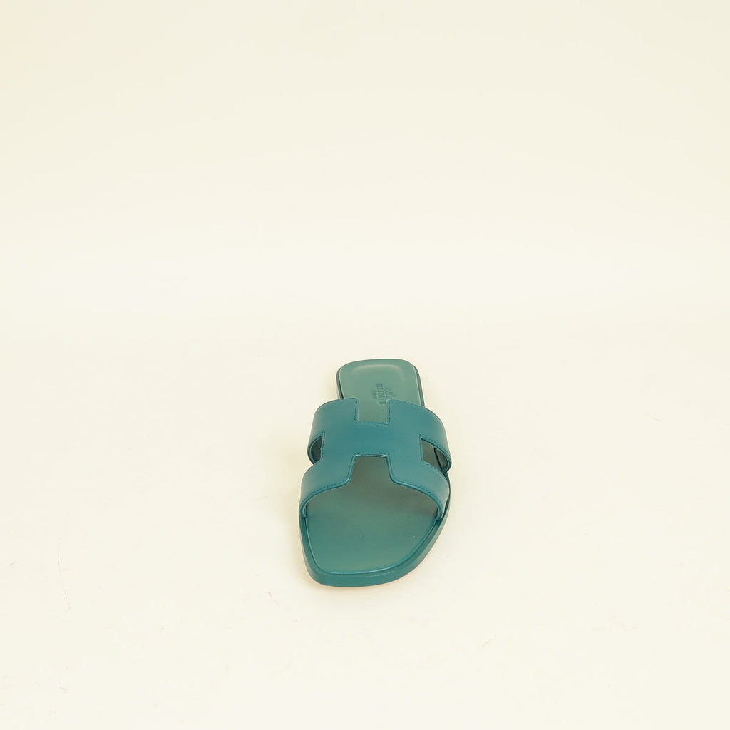 Hermes Vert Viride Oran Sandals 39.5
