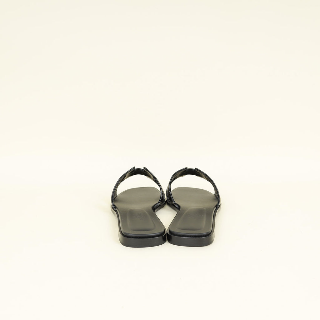 Hermes Noir Oran Sandal 39.5