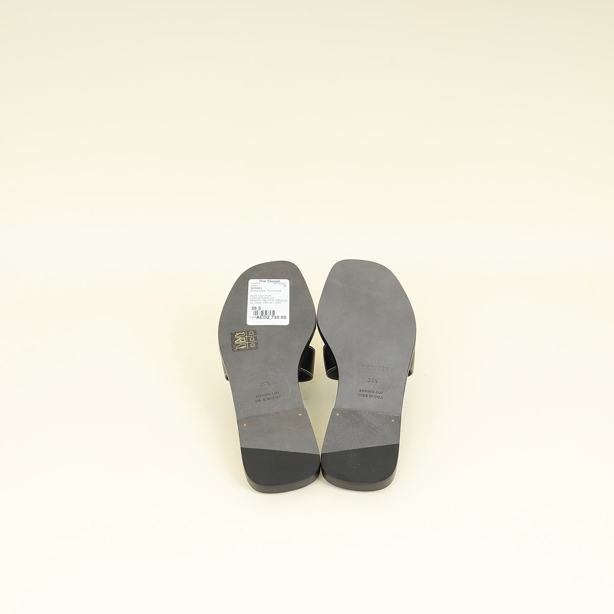 Hermes Noir Oran Sandal 39.5